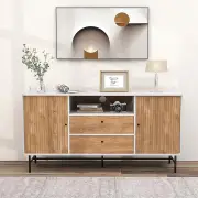 CostwayMid Century Modern Coffee Bar Station with Sliding Tambour Doors and 2 Storage Drawers
