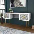Bone Inlay Study Table, Desk Table, Console Table - Sunflower Style Grey Colour