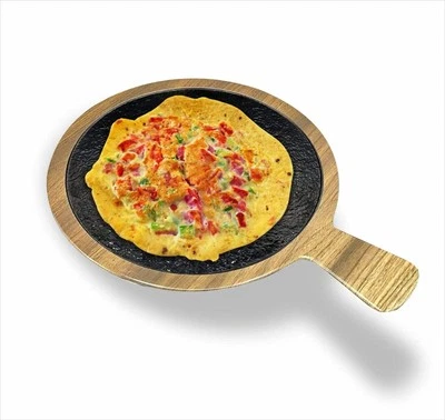 Melamine Circular Serving Pizza Platter Black & Brown a353