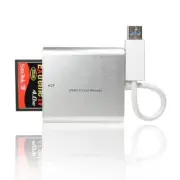 Silver Aluminum USB 3.0/USB 2.0 Card Reader for CF/TF/Micro SD/SD/MD/MMC/SDHC/