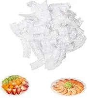 WADY 200 Pcs Food Covers Clear Elastic Food Storage Covers Stretchable Plastic Food Wraps, Elastic Covers for Storage Containers,Plastic Bowl Covers with Elastic Edging (200)