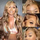 Highlight Lace Front Wigs Human Hair 4/27 Ombre 13x4 Body Wave Lace Frontal W...