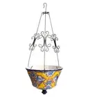 Plow & Hearth Authentic Mexican Talavera Hanging Planter - Yellow - New Opened