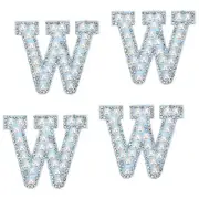 10 Pcs Iron on Letter Patches, Letter W Rhinestone Alphabet Applique, White/Blue