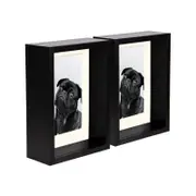 Nicola Spring 5" x 7" Black 3D Deep Box Photo Frames - 4" x 6" Mount - Pack of 2