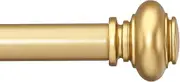 SIMEWIN Gold Curtain Rods for Windows 48 to 84 Inches Adjustable Decorative 1 Inch Diameter Single Window Curtain Rod Set with Classic Finials, Gold Finishing