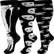 Plus Size Compression Socks Wide Calf for Women 4X-Large 3pairhalloween