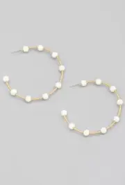 Beaded Wire Hoop Earrings