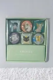 Cat Magnets Fringe Set of 6 Glass Magnets with Assorted Cat Faces New in Box
