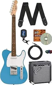 Fender Squier Sonic Telecaster - California Blue Bundle with Frontman 10G Amp, Tuner, Strap, Cable, Picks, and Austin Bazaar Guitar DVD