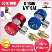 2x Adjustable A/C High / Low Quick Couplers Adapters 1/4" SAE Manifold Gauge Set