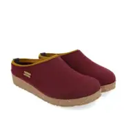 HAFLINGER KRIS BORDEAUX PURE WOOL SLIPPERS CLOGS RED