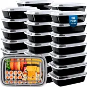 Meal Prep Containers Reusable 50 Pack 24 Oz Plastic Food Containers Lids to Go