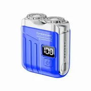 Blue Magnetic Electric Shaver Mini Rechargeable Portable Washable Beard Razor for Men Super Clean