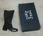 Naturalizer Daelynn Black Leather Block Heel Dominatrix style Women 9.5 Boots