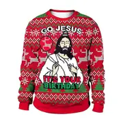 Women Men Couple Ugly Christmas Printed Funny Pullover Jumper Sweatshirt Unisex Xmas Tops Sweater C M