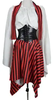 4 Pcs Womens Pirate Costume Stretchy Cosplay Renaissance Blouse Tops Size XL