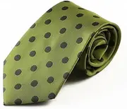 [Zasel] Mens Olive Green & Brown Polka Dot Patterned 8cm Neck Tie Olive Green, Brown