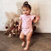 Snuggle Hunny Pink Wattle Short Sleeve Organic Bodysuit