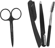 minkissy Eyebrow Trimming Kit Stainless Steel Scissors Tweezers Brush Razor for Long Eyebrows Home Professional Use