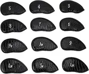 Golf Iron Head Covers, 12Pcs PU Golf Head Covers with Magic Tape, Portable Golf Iron Cover for Golf Training, Durable and Professional Level Protection for Your Clubs