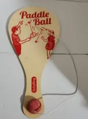 Schylling "Vintage Style" Retro Toy Ball & Paddle Wood & Rubber. New No Tags