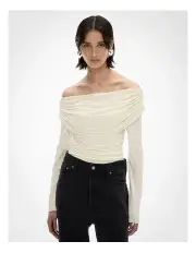 [Witchery] Draped Asymmetric Top in Chalk