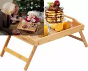 Bed Tray Table Folding Legs with Handles Breakfast Food for Yellow Small