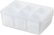 Refrigerator Food Containers with Lid, Fresh Food Storage Containers for Fridge Food Fresh Box with 6 Pcs Detachable Drain Basket for Ginger, Garlic, Onion