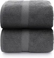 Towels - Premium Bath Towels Set 2 Piece - 100% Cotton, 460GSM,Highly Absorbent and Quick Dry Extra Large Bath Towel - H HOME-MART Super Soft Hotel Quality Towel New Darkgrey (Dark Grey)