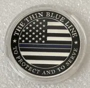 Police Officer The Thin Blue Line To Protect And To Serve Challenge Coin