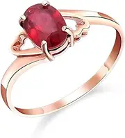 [Galaxy Gold GG] Galaxy Gold14k Solid Rose Gold Ring with Oval-Shaped 1.00 Carat Ruby