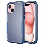 For Apple iPhone 15 3in1 Case Drop Resistant Defender Tradies Hybrid Armor Heavy Duty Rugged Shockproof Tough Cover (Navy Blue)
