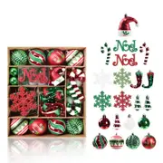 70 Pcs Xmas Tree Ornaments Assorted Shapes for Holiday Party Decor-Red Green White