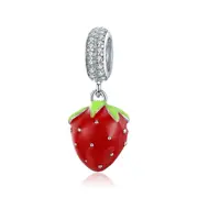 Red Strawberry Charms Silver plating Suspension Bead Pendant Designer Charms For Bracelet