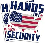 Hands Off My Social Security Magnet - Patriotic USA Map - Vintage Style American Flag - Awareness - Durable Material for Car Truck Toolbox Any Metal Surface - EPLM0025-FBA