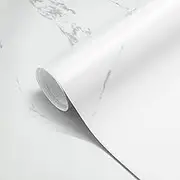 seonta Thick White Marble Contact Paper Peel and Stick Countertops 16"x198" Removable PVC Wallpaper Waterproof Self Adhesive Wallpaper Roll for Kitchen Cabinets Shelves Drawer Liners