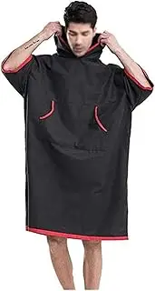 Outdoors Changing Robe Poncho Towel, Beach Towel Wrap Black Embroidered Beach Changing Bathrobe Quick-Drying Cloak Portable Beach Towel Sport Robe (Color : Black, Size : One Size)