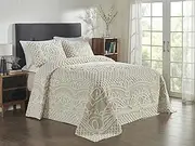 Better Trends Chenille Bedspreads Set Full/Double Size, Ardent Collection Medallion Design in Beige - Lightweight bedspreads, 100% Cotton Tufted Cotton Bedspreads