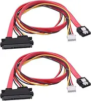 22Pin SATA Data Power Cable 2 in 1 SATA 7+15 to 7 Pin Data with XH2.5 4Pin Power Combo Extension Cable for Hard Disk Optical Drive PC Modding -50cm/1.64ft-2pcs