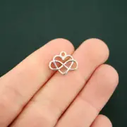 4 Infinity Heart Charms Silver Tone Forever Love - SC6672