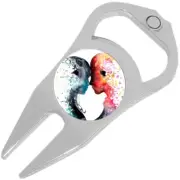 Watercolor Couple Golf Ball Marker Divot Repair Tool Bottle Opener