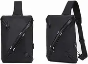 Waterproof Chest Pack with USB Charging Port, Sling Strap Backpack,Sling Strap Daypack,Water Resistant Business College School Bag,Reflective Tape Bag