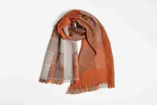 工房織座美麗諾羊毛緞織圍巾/ 紅葉