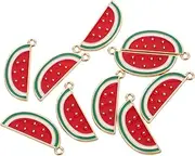 [Healeved] 10pcs Zinc Alloy Enamel Watermelon Slice Charms Fruit Watermelon Enamel Charms For Bracelets Necklaces Jewelry Making Accessories