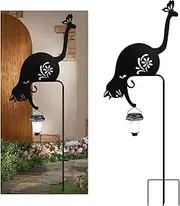 YY-Ladybug Metal Cat Stake Outdoor Solar Decorative Stakes Cat Holding Solar Lantern Decorative Garden Stakes (DC-06)