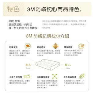【3M】防螨枕 記憶枕-平板支撐型(M)一入