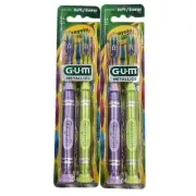 2x Crayola GUM Metallics Kids Soft Bristle Toothbrushes Suction Cup Base 2 ct ea
