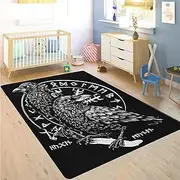 Viking Norse Mythology Odin's Symbol Area Rug, Soft, Durable Flannel Floor Throw Mat for Outdoor and Indoor - Living Room, Kitchen & Bathroom Decor Carpet(Color:Odin's Raven,Size:150 x 240CM)