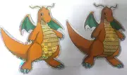 Lot of 2 Vintage Pokemon Dragonite Jumbo Holographic 7" Sticker New Japan